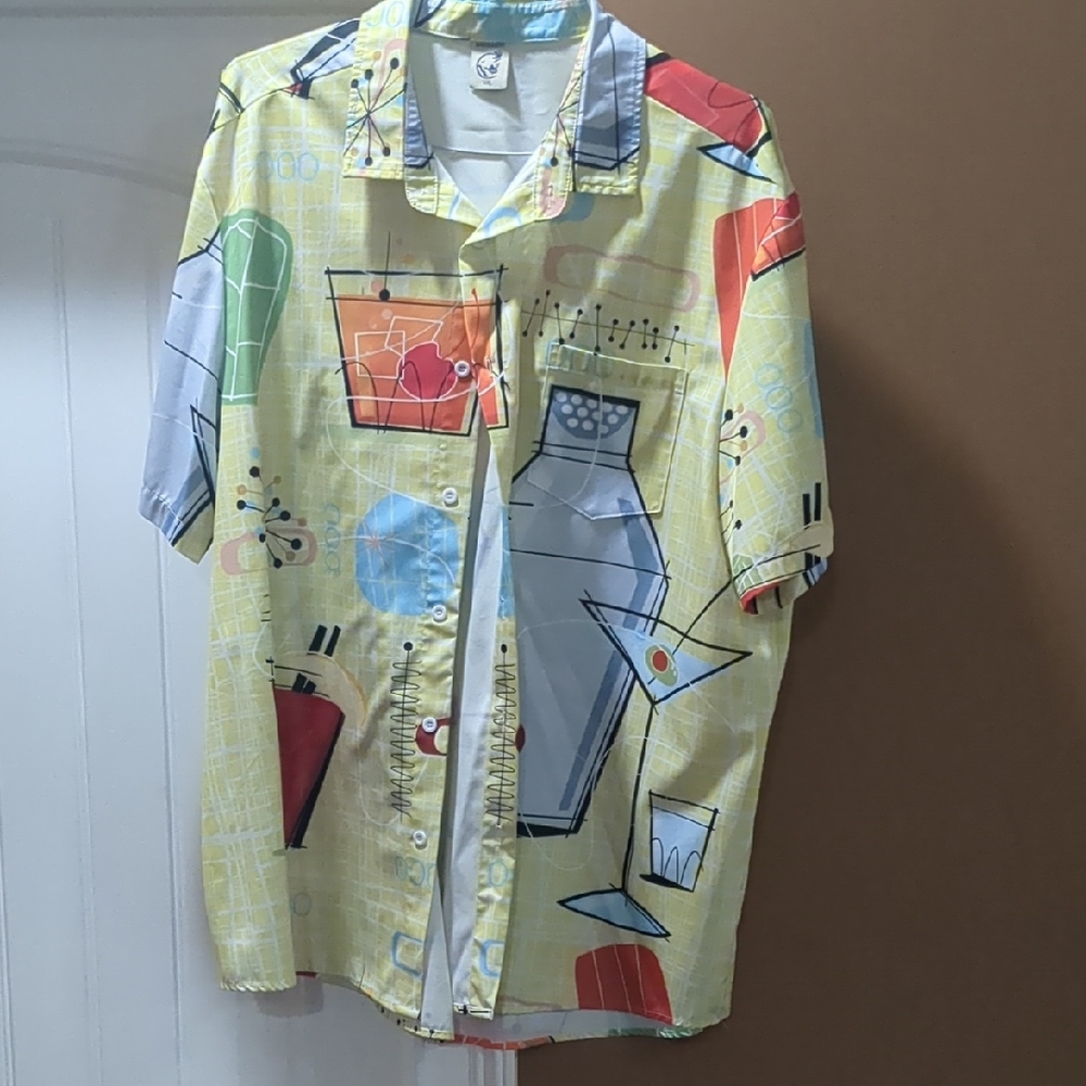 Colorful Geometric Print Cocktail Men's Button-Up Shirt Size XXL